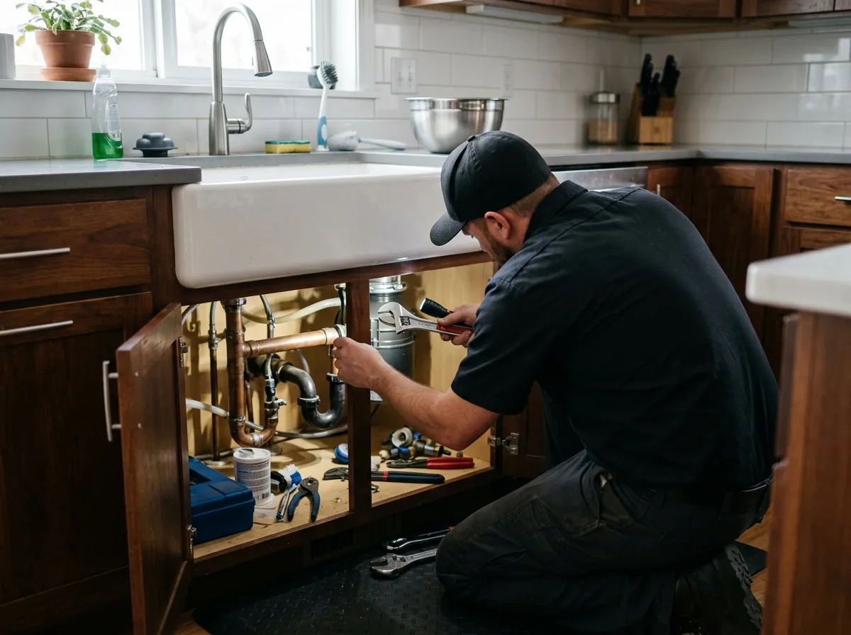 Westminster Plumbing technician explaining plumbing work to homeowner in Westminster, CO.